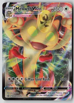 Meowth VMAX SWSH005 Holo Promo Sword & Shield Promo Pokemon DMG - Image 1