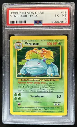 1999 Pokemon Unlimited Venusaur Rare Holo #15/102 PSA 6 - Image 1