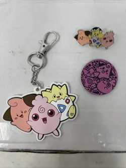 Pokemon "Small But Mighty" Cleffa Igglybuff Togepi Enamel Pin Coin Keychain Lot - Image 1
