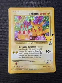 Pokemon TCG Pikachu Birthday Surprise Holo CELEBRATIONS BLACK STAR PROMO RARE - Image 1