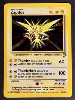 Pokemon TCG Zapdos Fossil Holo Rare Base Set 20/130 2 Pokemon - Image 1