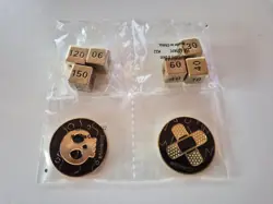 Pokemon TCG Zacian Zamazenta Metal Dice & Damage Counter Set Gold Black Ink New - Image 1