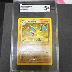 Pokemon Charizard Base Set 4/102 Holo Rare English 1999 120 HP SGC 5 non psa - Image 1