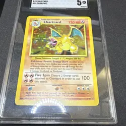 Pokemon Charizard Base Set 4/102 Holo Rare English 1999 120 HP SGC 5 non psa - Image 3