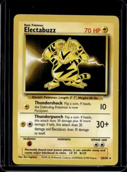 1999 Pokemon Unlimited Electabuzz Rare #20/102 - Image 1