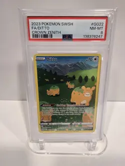 PSA 8 2023 POKEMON SWORD AND SHIELD CROWN ZENITH FULL ART/DITTO GG22 - Image 1