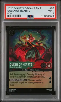 2025 DISNEY LORCANA EN 7-FOIL #95 QUEEN OF HEARTS UNPREDICTABLE BULLY PSA 9 - Image 1