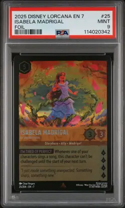 2025 DISNEY LORCANA ARCHAZIA'S ISLAND FOIL ISABELA MADRIGAL IN THE MOMENT PSA 9 - Image 1