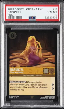 2023 DISNEY LORCANA THE FIRST CHAPTER FOIL RAPUNZEL - GIFTED WITH HEALING PSA 10 - Image 1