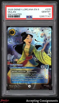 2025 Disney Lorcana TCG Fabled #235 Mulan - Considerate Diplomat FOIL EN PSA 10 - Image 1