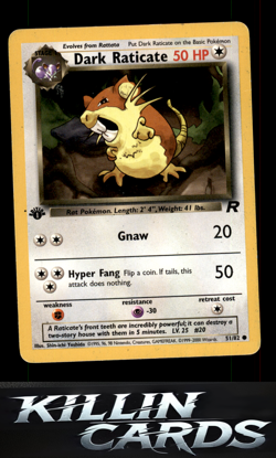 1st Edition Dark Raticate 51/82 Pokemon Common Team Rocket Card MP - Image 1