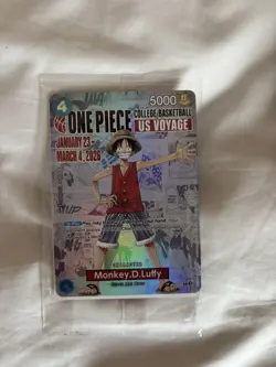 One Piece Monkey D. Luffy US Voyage College Basketball Promo Card SEALED - Image 1