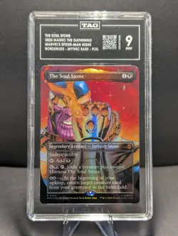 TAG 9 MTG The Soul Stone Borderless Foil Marvel Spider-Man #243 Mythic Rare NM - Image 1