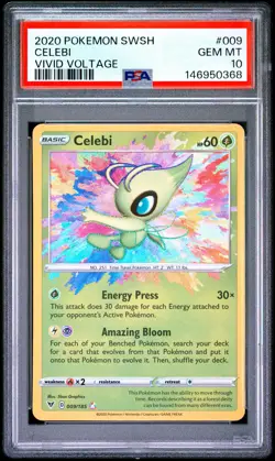 2020 POKEMON SWORD & SHIELD VIVID VOLTAGE #009 CELEBI PSA 10 - Image 1