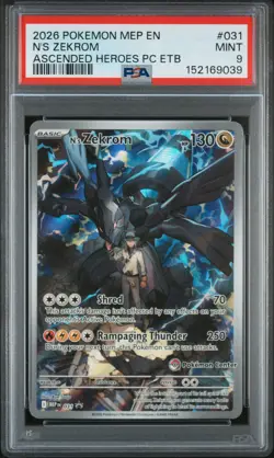2026 POKEMON ASCENDED HEROES POKEMON CENTER ETB PROMO #031 N'S ZEKROM PSA 9 - Image 1