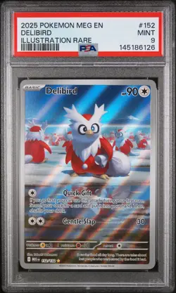 2025 POKEMON MEG EN-MEGA EVOLUTION ILLUSTRATION RARE #152 DELIBIRD PSA 9 - Image 1