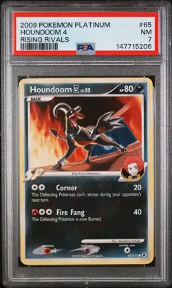 2009 POKEMON PLATINUM RISING RIVALS #65 HOUNDOOM 4 PSA 7 - Image 1