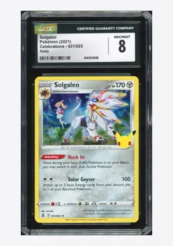 Pokemon CGC 8 Solgaleo Holo 2021 021/025 Celebrations English - Image 1