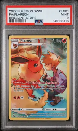 2022 POKEMON SWORD & SHIELD BRILLIANT STARS #TG01 FULL ART/FLAREON PSA 9 - Image 1