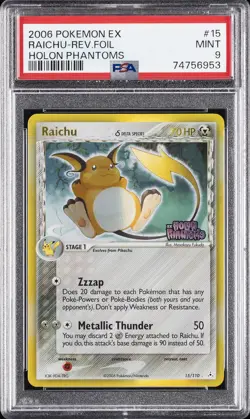 2006 POKEMON EX HOLON PHANTOMS #15 RAICHU-REVERSE FOIL PSA 9 - Image 1