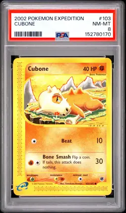 2002 POKEMON EXPEDITION #103 CUBONE PSA 8 - Image 1