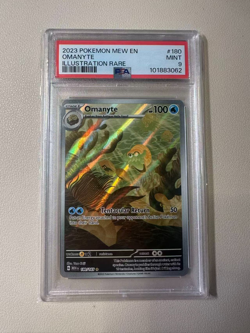 2023 Pokemon MEW 151 EN 180/165 Omanyte Illustration Rare PSA 9!!! (B) - Image 1