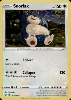 SNORLAX 141/192 COSMO HOLO Rare Rebel Clash NM Pokemon - Image 1