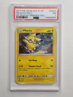 2017 POKEMON SM98 BLACK STAR PROMO PIKACHU SIDEKICK COLLECTION HOLO PSA 7 - Image 1