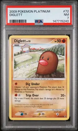 2009 POKEMON PLATINUM #72 DIGLETT PSA 7 - Image 1