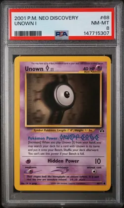 2001 POKEMON NEO DISCOVERY #68 UNOWN I PSA 8 - Image 1