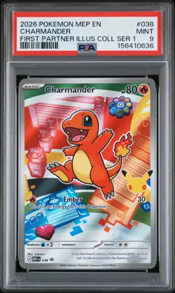 2026 POKEMON PROMO FIRST PARTNER ILLUSTRATION COLLECTION #038 CHARMANDER PSA 9 - Image 1