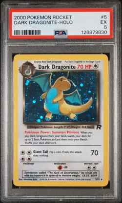 2000 POKEMON ROCKET #5 DARK DRAGONITE-HOLO PSA 5 - Image 1