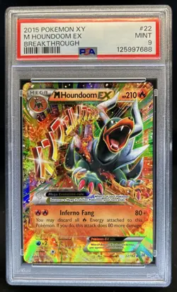 2015 Pokemon XY BREAKthrough Mega Houndoom EX Holo #22/162 PSA 9 - Image 1