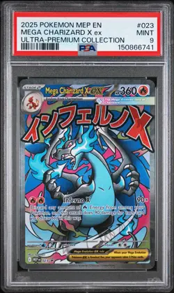 2025 POKEMON MEP EN-ME BLACK STAR PROMO #023 MEGA CHARIZARD X EX PSA 9 - Image 1