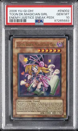 2006 YU-GI-OH! ENEMY OF JUSTICE SNEAK PEEK #EN002 TOON DARK MAGICIAN GIRL PSA 10 - Image 1
