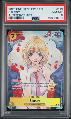 2025 ONE PIECE OP13-CARRYING ON HIS WILL ALTERNATE ART #110 STUSSY PSA 8 - Image 1