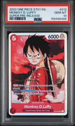 2022 ONE PIECE STARTER DECK ST01-STRAW HAT CREW #012 MONKEY D. LUFFY PSA 10 - Image 1