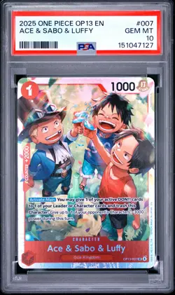 2025 ONE PIECE OP13-CARRYING ON HIS WILL #007 ACE & SABO & LUFFY PSA 10 - Image 1