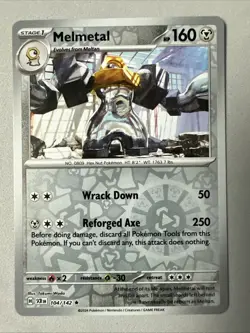 Pokemon TCG * SV Stellar Crown * 104/142 Melmetal * REVERSE HOLO Rare * FRESH PK - Image 1
