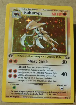 Kabutops 9/62 Rare Holo 1st Edition Fossil Set Pokemon Card MP - Image 1