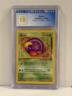 CGC 10 PRISTINE 1999 Pokemon Fossil Ekans 1st Edition 46/62 WOTC Card - Image 1