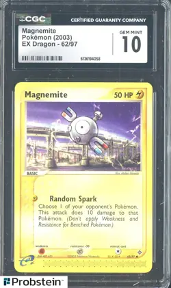 2003 Pokemon EX Dragon 62/97 Magnemite CGC 10 Gem Mint - Image 1