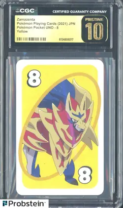 2021 Pokemon Japanese Playing Cards Pocket UNO 8 Yellow Zamazenta CGC 10 PRSTINE - Image 1