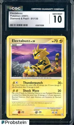 2007 Pokemon Diamond & Pearl 81/130 Electabuzz CGC 10 Gem Mint - Image 1