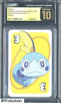 2021 Pokemon Japanese Playing Cards Pocket UNO 3 Yellow Sobble CGC 10 PRISTINE - Image 1