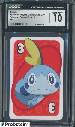 2021 Pokemon Japanese Playing Cards Pocket UNO 3 Red Sobble CGC 10 Gem Mint - Image 1