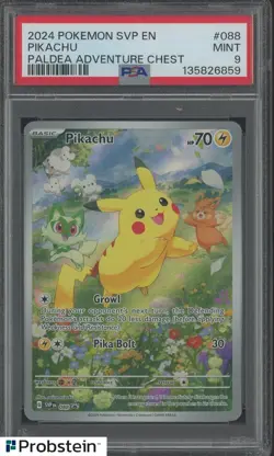 2024 Pokemon SVP EN Paldea Adventure Chest #088 Pikachu PSA 9 MINT - Image 1