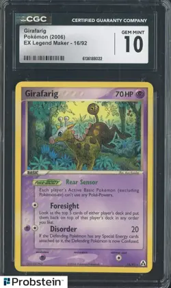 2006 Pokemon Ex Legend Maker 16/92 Girafarig CGC 10 Gen Mint - Image 1