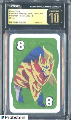 2021 Pokemon Japanese Playing Cards Pocket UNO 8 Green Zamazenta CGC 10 PRISTINE - Image 1