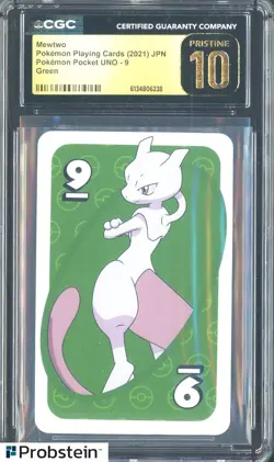 2021 Pokemon Japanese Playing Cards Pocket UNO 9 Green Mewtwo CGC 10 PRISTINE - Image 1